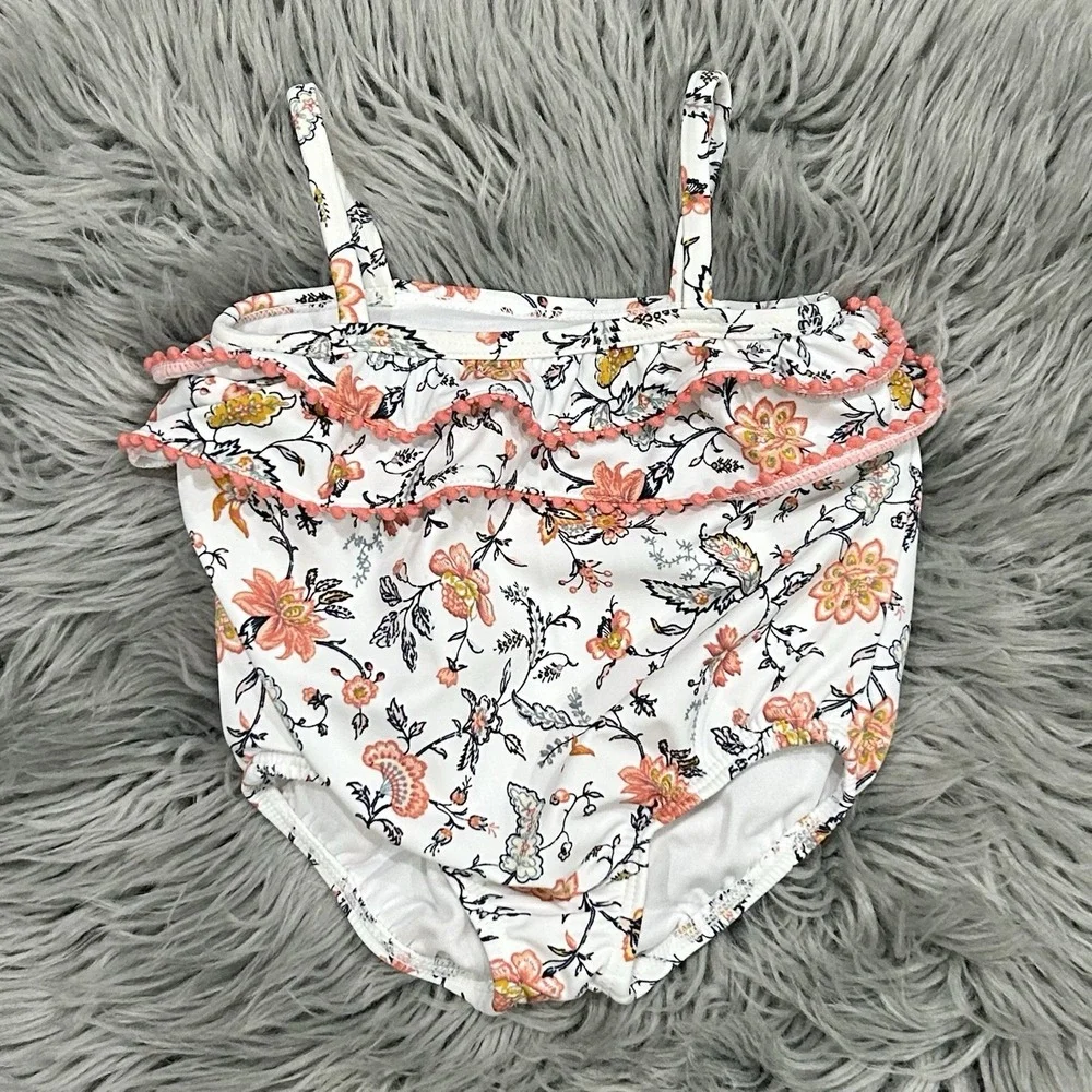 Janie And Jack Little Girls One Piece Floral Swimsuit Size 3-6months NEW ($39)